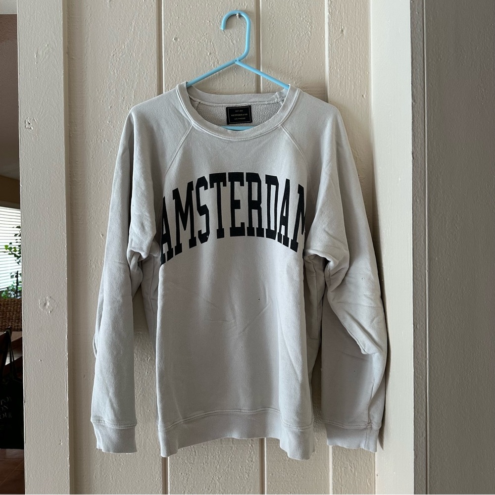 NEW FREE PEOPLE ORIGINAL RETRO BRAND CLASSIC CREW SWEATSHIRT AMSTERDAM  M